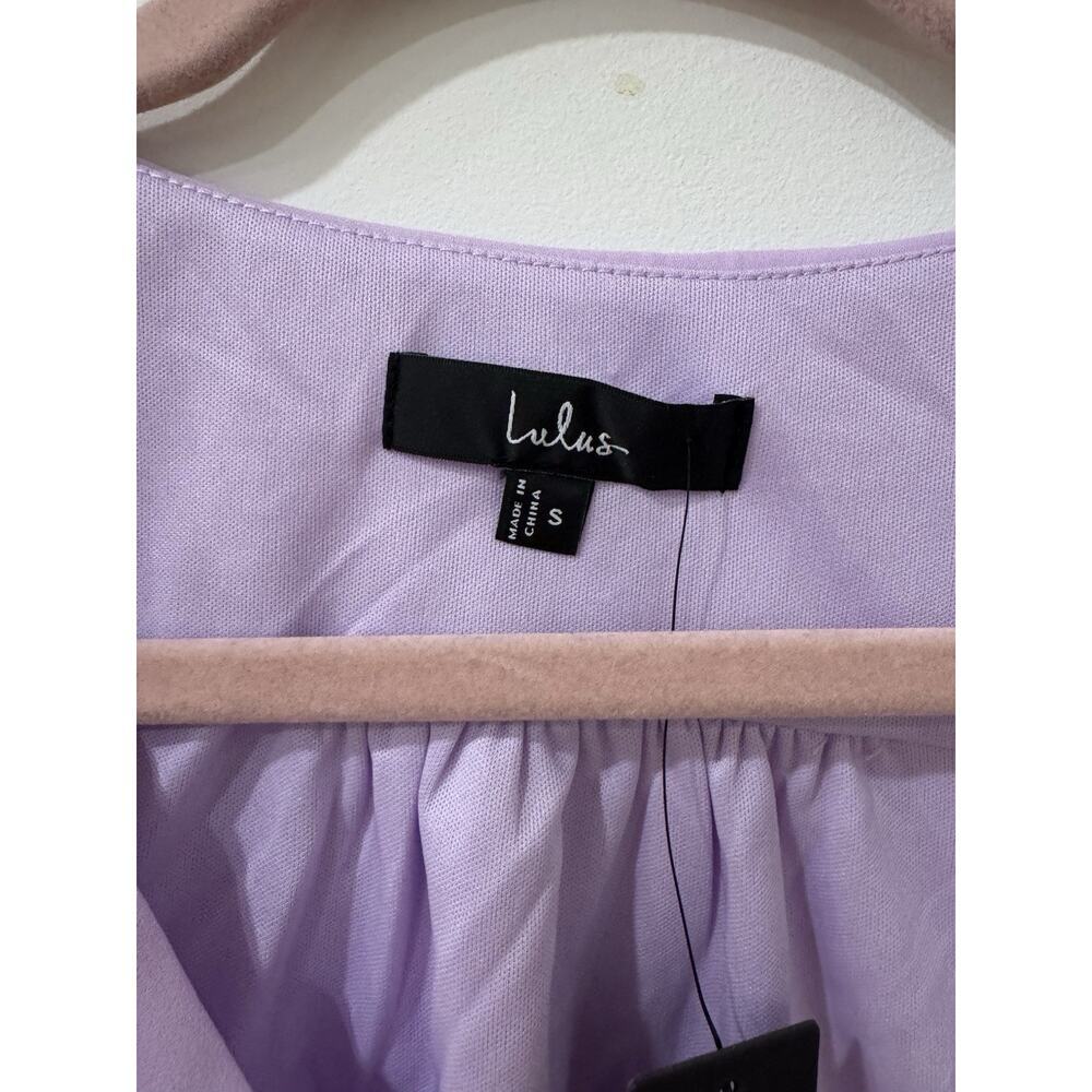 Lulus Irresistible Charisma Lavender Peplum Crop Top - S NWT Coquette Milkmaid - Picture 4 of 8